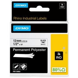 Dymo Klebeband Polyester Nashorn 12 mm x 5,5 m schwarz und weiß