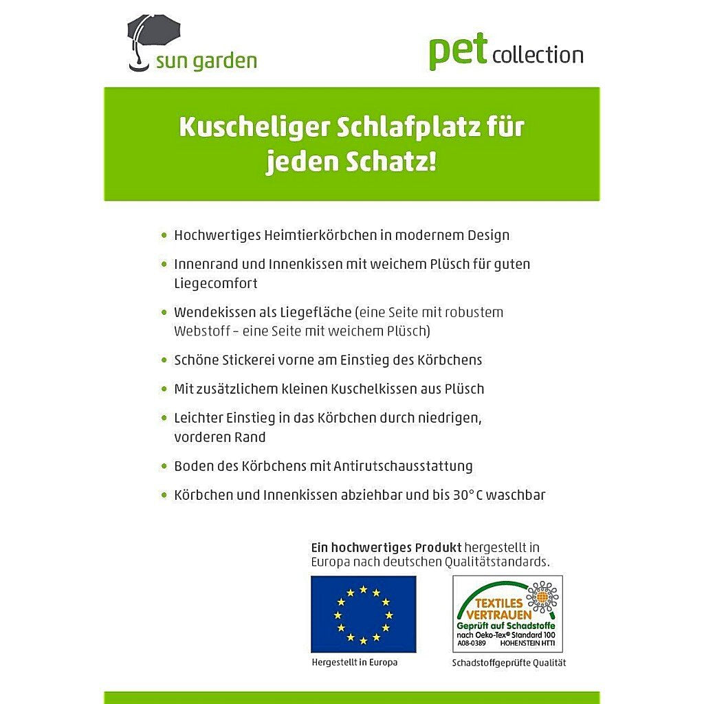 Sun Garden Sun Garden Luxus-Hundebett Lucky + Kissen 100x90x30 cm Anthrazitgrau