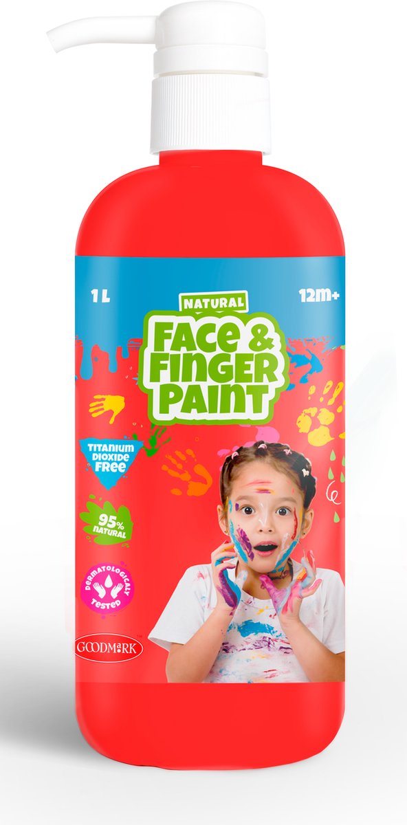Boti natürliche Gesichts-Fingermalfarbe, Flasche mit Pumpe – rot, 1 l