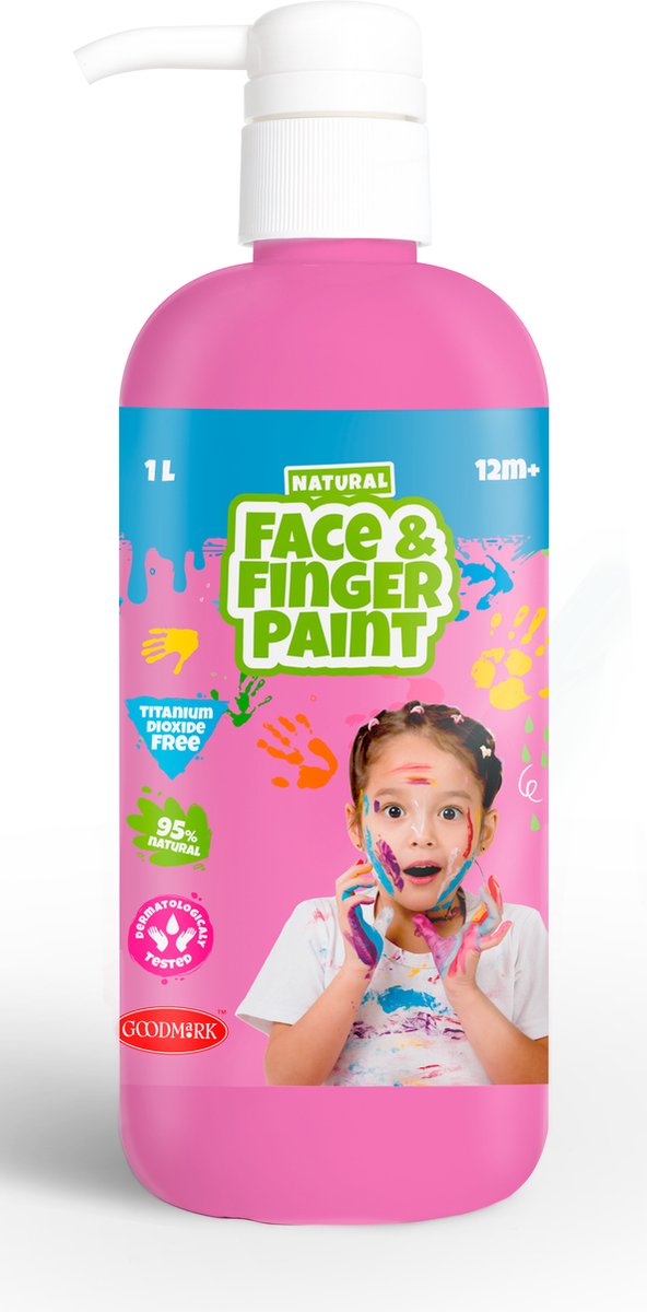 Boti natürliche Fingerfarben-Gesichtsflasche mit Pumpe – rosa, 1 l