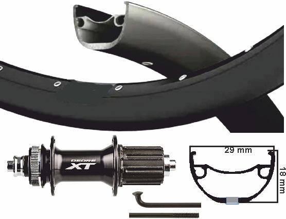 Kgs Shimano XT Hinterrad 28 29 Zoll (622) schwarz 8–11 Gang Centerlock QR Ausfallende