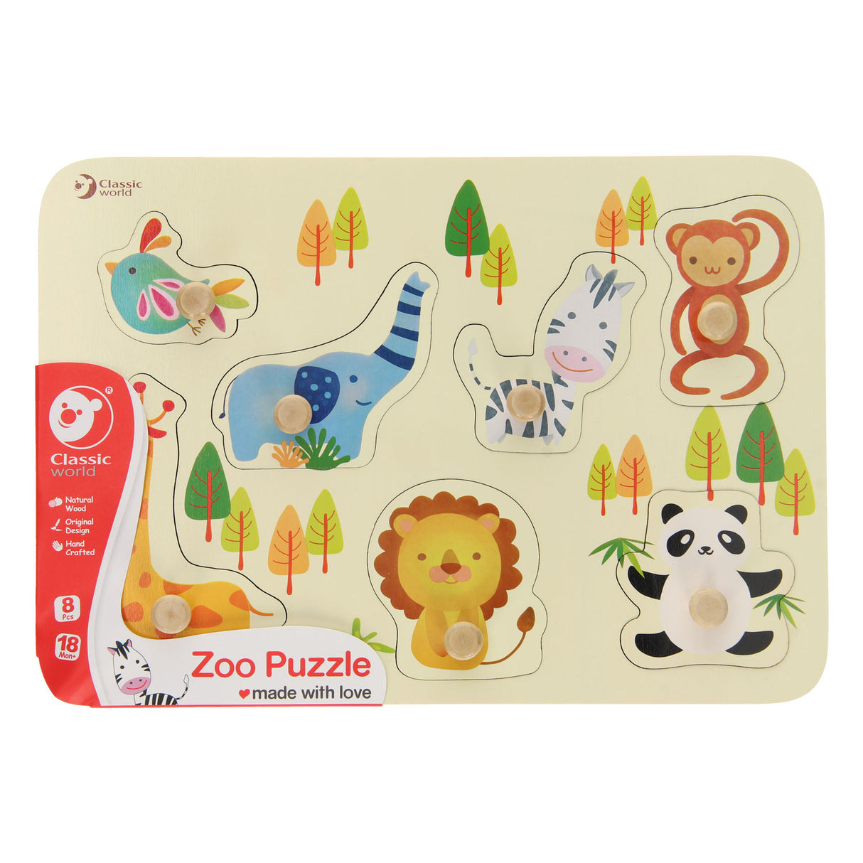 Classic World Holz-Studenpuzzle Wilde Tiere, 7-tlg.