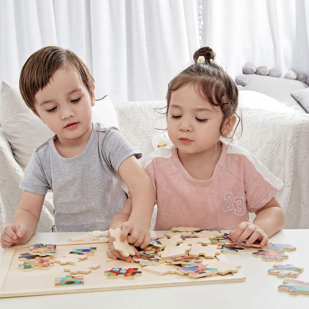Klassische Welt der Welt Welt Holz Jegin Puzzle Tiere in der Stadt, 49st.