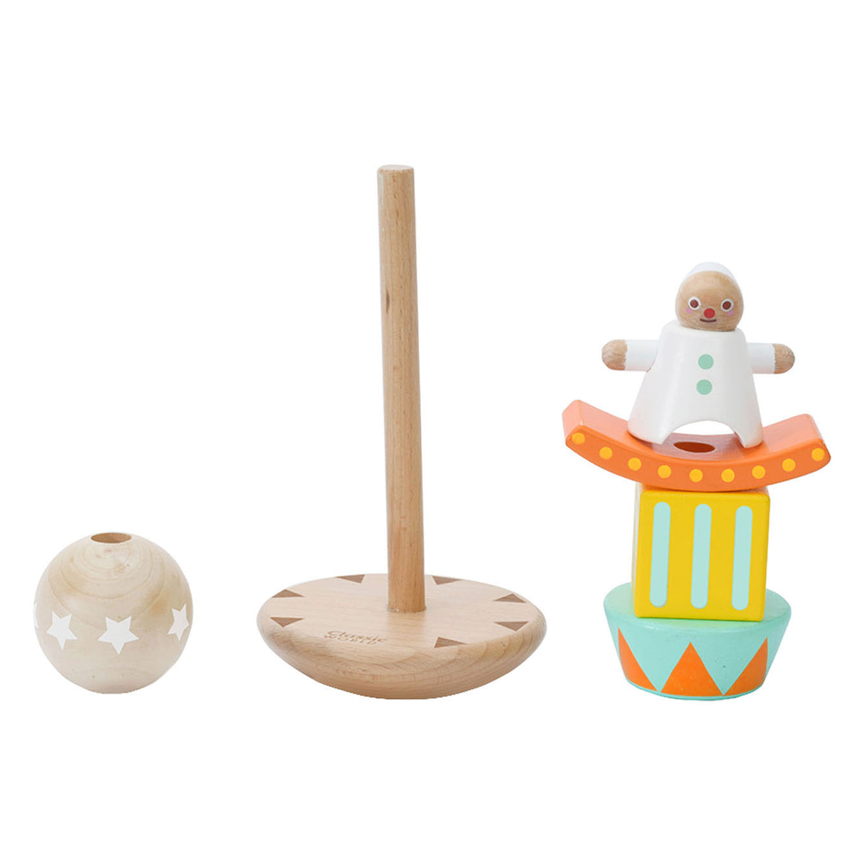Classic World Holzstapel- und Balancespiel Clown, 6-teilig.