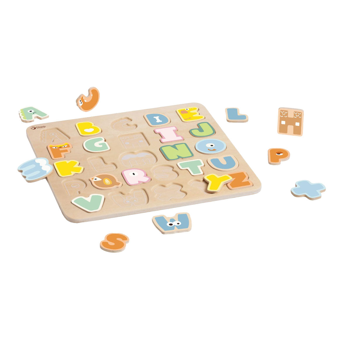 Klassisches Welt-Alphabet-Puzzle aus Holz, 27-teilig.