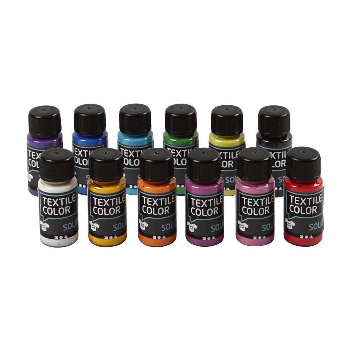 Creativ Company deckende Textilfarbe – Set mit 12 Farben, 50 ml