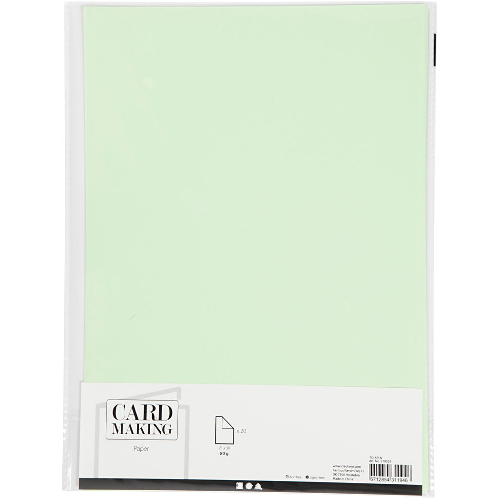 Creativ Firmenpapier, A4, Blatt 210x297 mm, 80 gr, hellgrün, 20 Stück 1 Karton