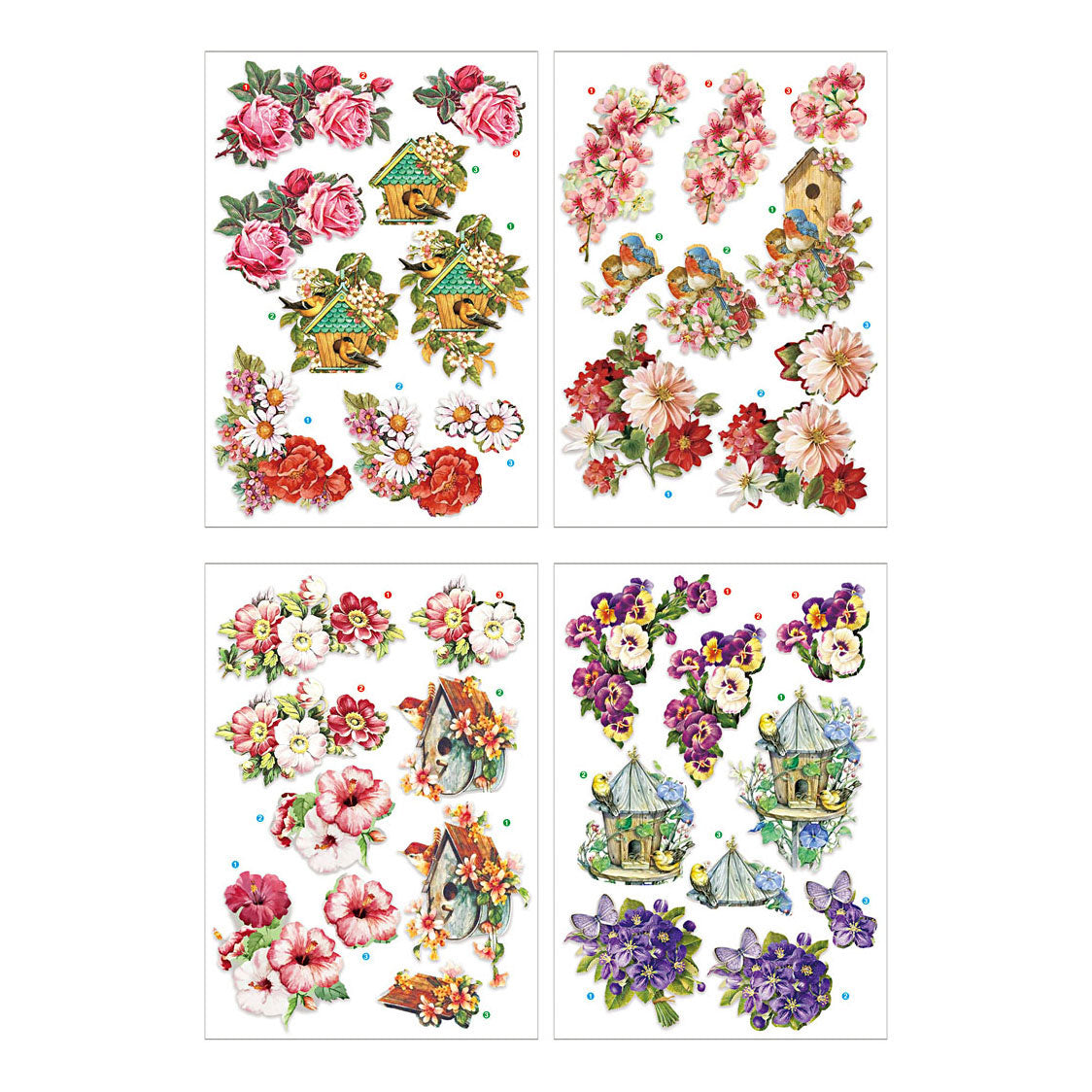 Creativ Company 3d Blumen- und Vögelblätter, 4 Blätter