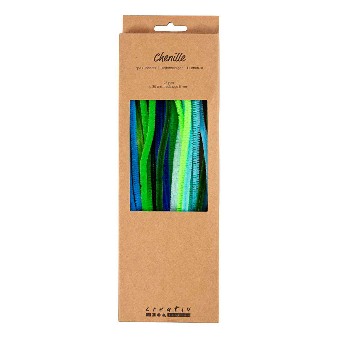Creativ Company Chenille 6mm x 30cm grüne und türkise Harmonie - 25 Stk.