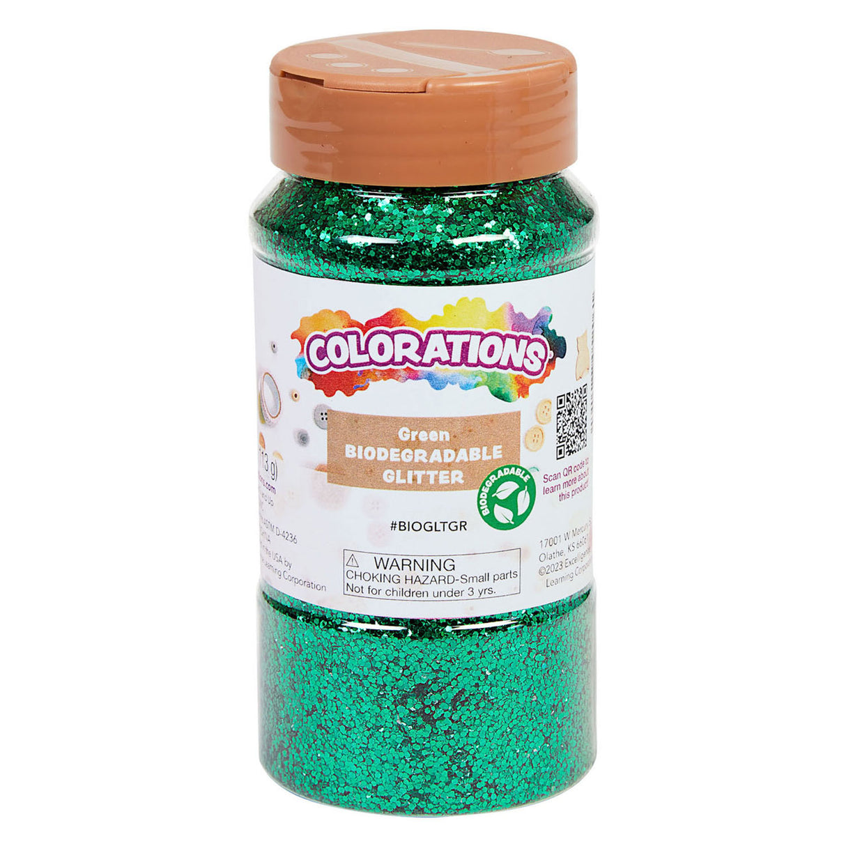 Colorations - organic degradable glitter - Green, 113 grams