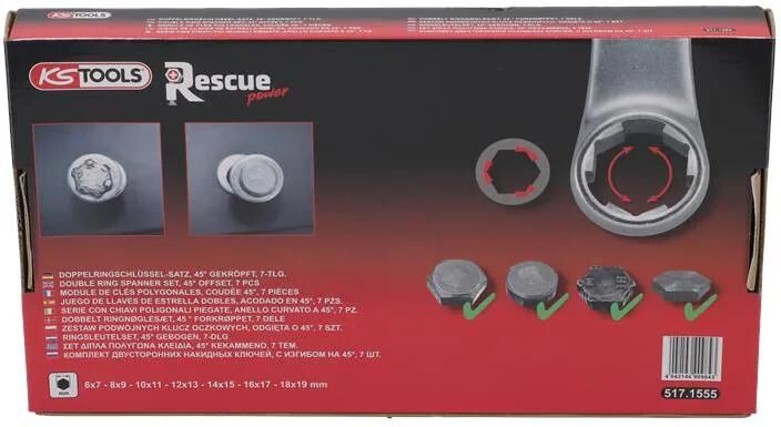 KS Tools KS-Tools RescuePower Doppelringschlüsselsatz Doppel-Ringmaulschlüssel 7tlg. abgedeckt