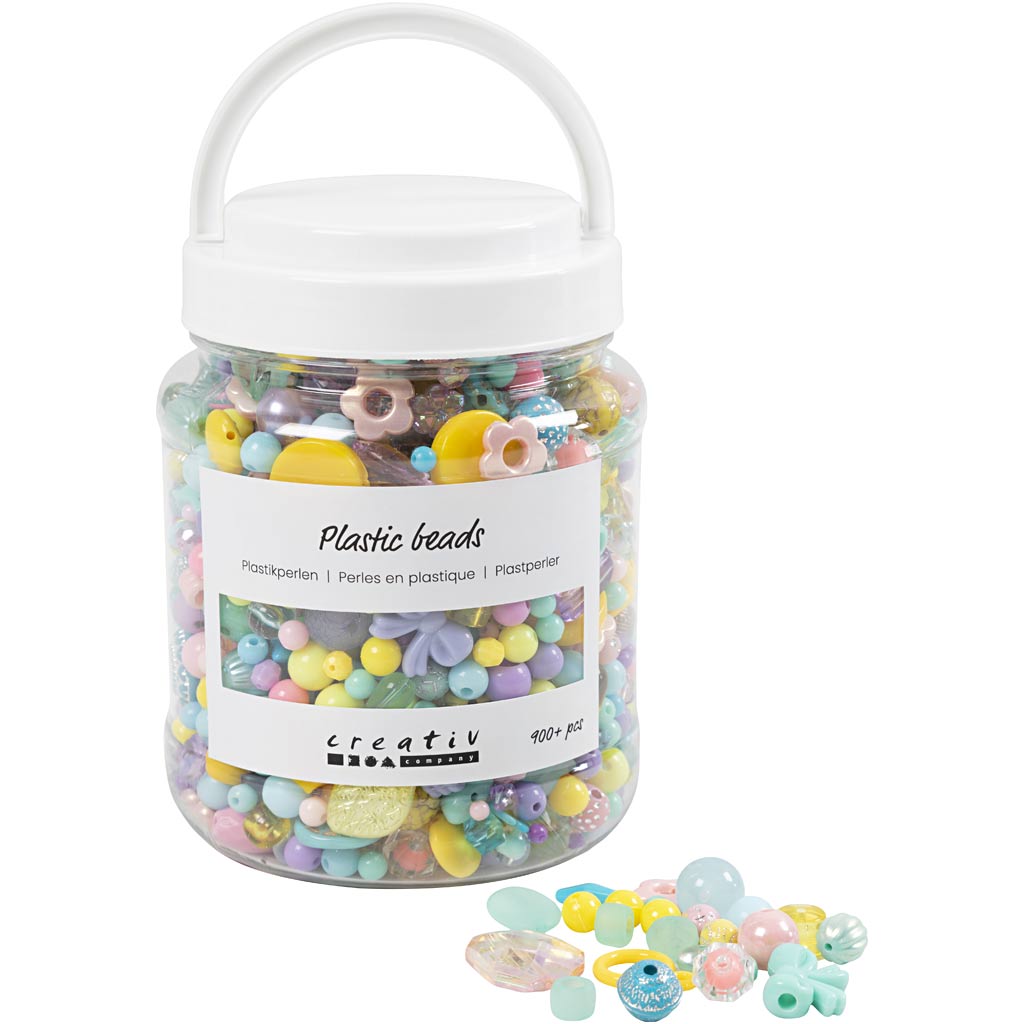 Kreativfirma Plastikperlen verschiedene Farben, 700 ml