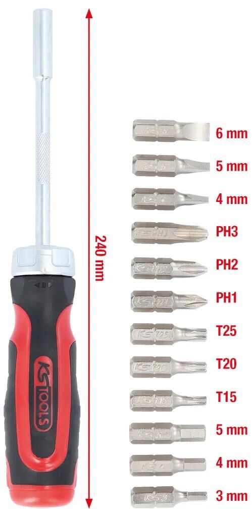 Ks Tools Schraubendreher-Set 12 in 1 Ratschen-Bit-Schraubendreher. 12 in 1