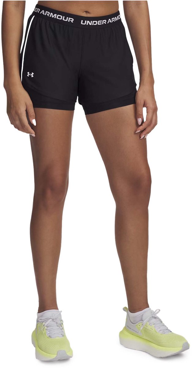 Under armour tech play up 2in1 shorts-blk dames sportbroek - zwart - wit
