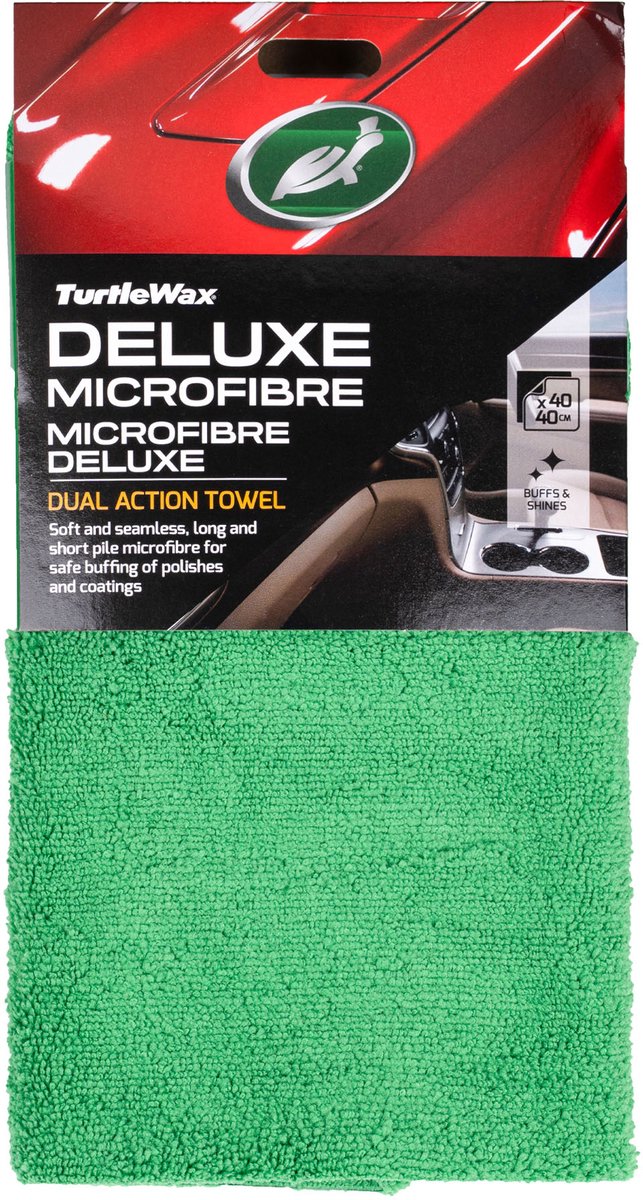 Turtle Wax Deluxe Mikrofaser-Dual-Action – superweiches, kantenloses Mikrofasertuch – zum Auftragen und Entfernen von Sprühpolituren und Wachsen – Trocknen von Innen- und Außenflächen – 40 x 40 cm