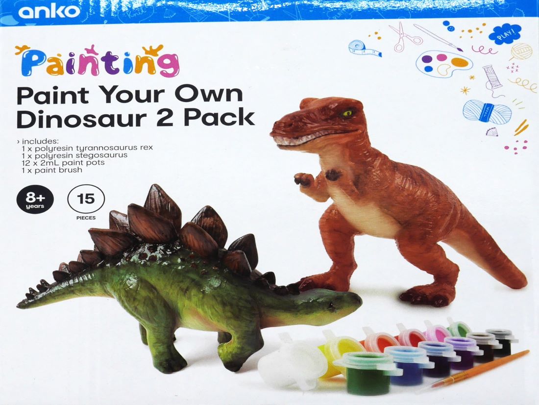 Playgo 2 Dinosaurier zum Bemalen von Tyrannosaurus Rex und Stegosaurus