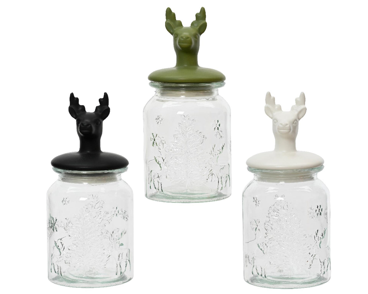 Decoris Vorratsglas aus Glas mit Hirschkopfdeckel