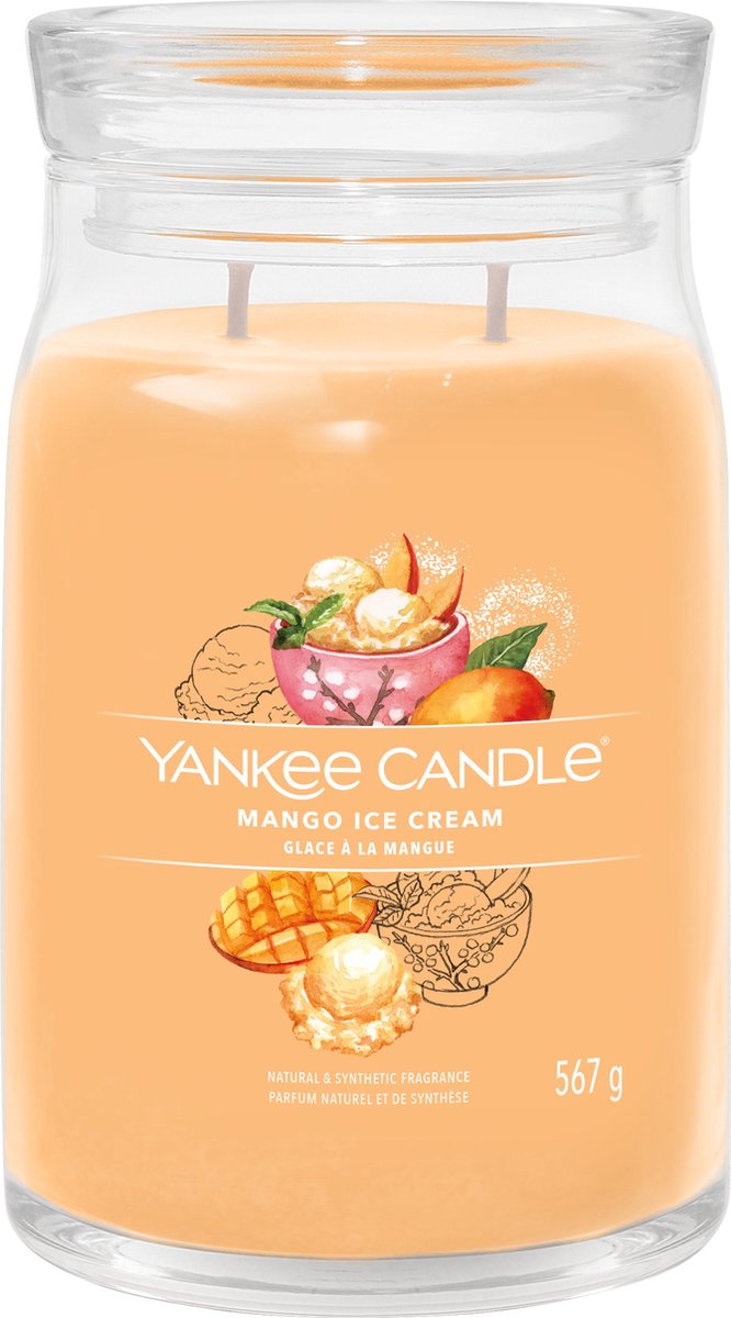 Yankee Candle – Mango-Eiscreme-Duftkerze im großen Glas – 90 Brennstunden – zwei Dochte