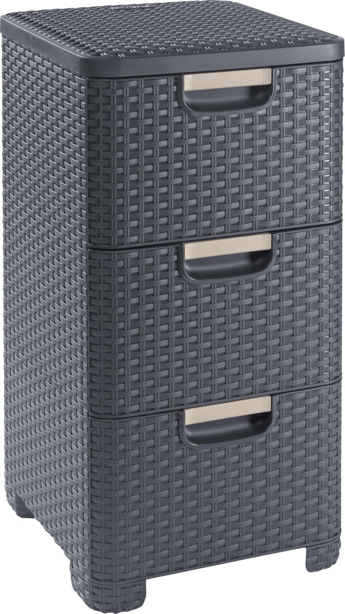 Hurver -Truhe der Schubladenstil 3x14 L Anthrazit -gelenkt