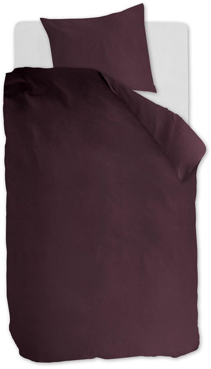 Ambiante cotton uni dekbedovertrek - effen - eenpersoons - 140x200 220 - donker rood