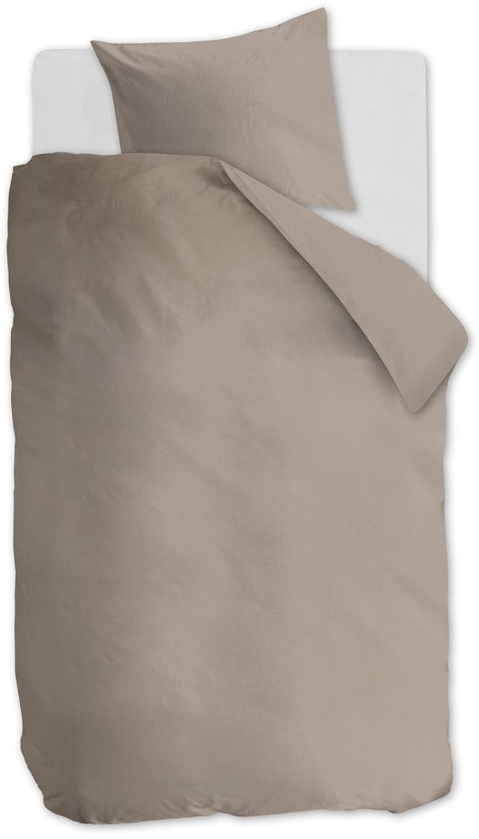 Ambiante cotton uni dekbedovertrek - effen - eenpersoons - 140x200 220 - taupe