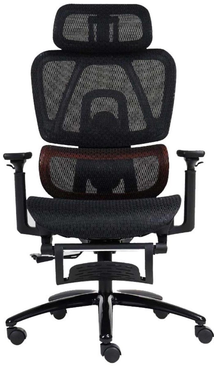 Meetion chr32 – ergonomischer Gaming-Stuhl – verstellbare Rückenlehne – Mesh-Design – Fußstütze – 3D-Armlehnen – Schwarz