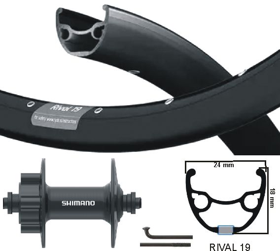 Kgs Vorderrad 28 Zoll (622) Rival 19 schwarz + schwarze Speichenscheibe