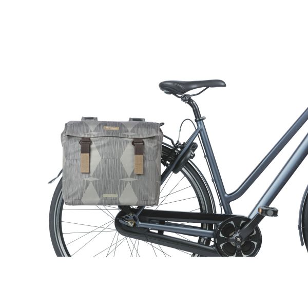 Basilel Elegance Doppelfahrradsack, Chateau Taupe, Recycling Pet, Universal Bridge, 40-49L