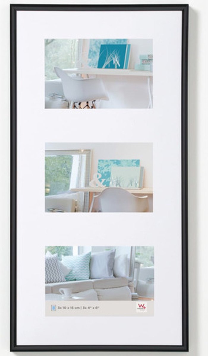 Walther New Lifestyle - Kunststoffrahmen - Fotogröße 3x 10x15 cm - Schwarz