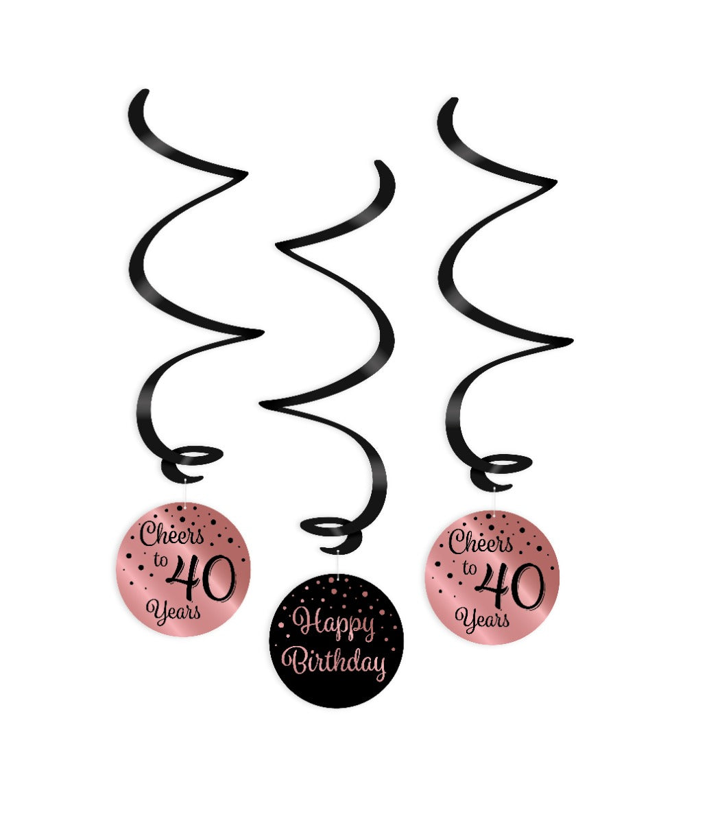 Paperdreams Wirbelgirlanden rosa schwarz 40