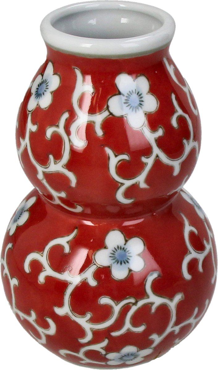 Hd collection vaas porselein rood 10x10x16cm