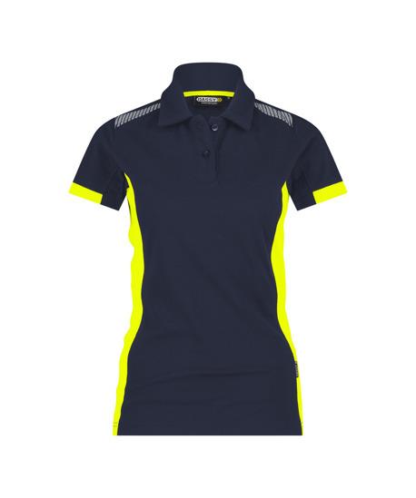 Dassy Polo Veracruz Damen Nachtblau fluoreszierendes Gelb M