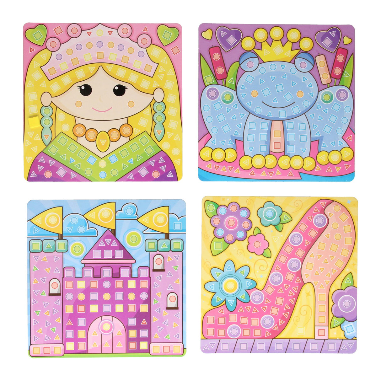 Ein Mosaik-Bastelset „Prinzessin“ herstellen, 4 Teller