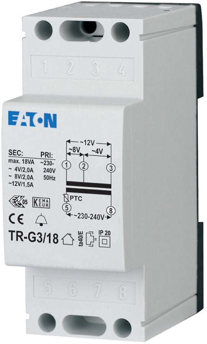 Eaton 272483 beltransformator 4 v ac, 8 v ac, 12 v ac 2 a