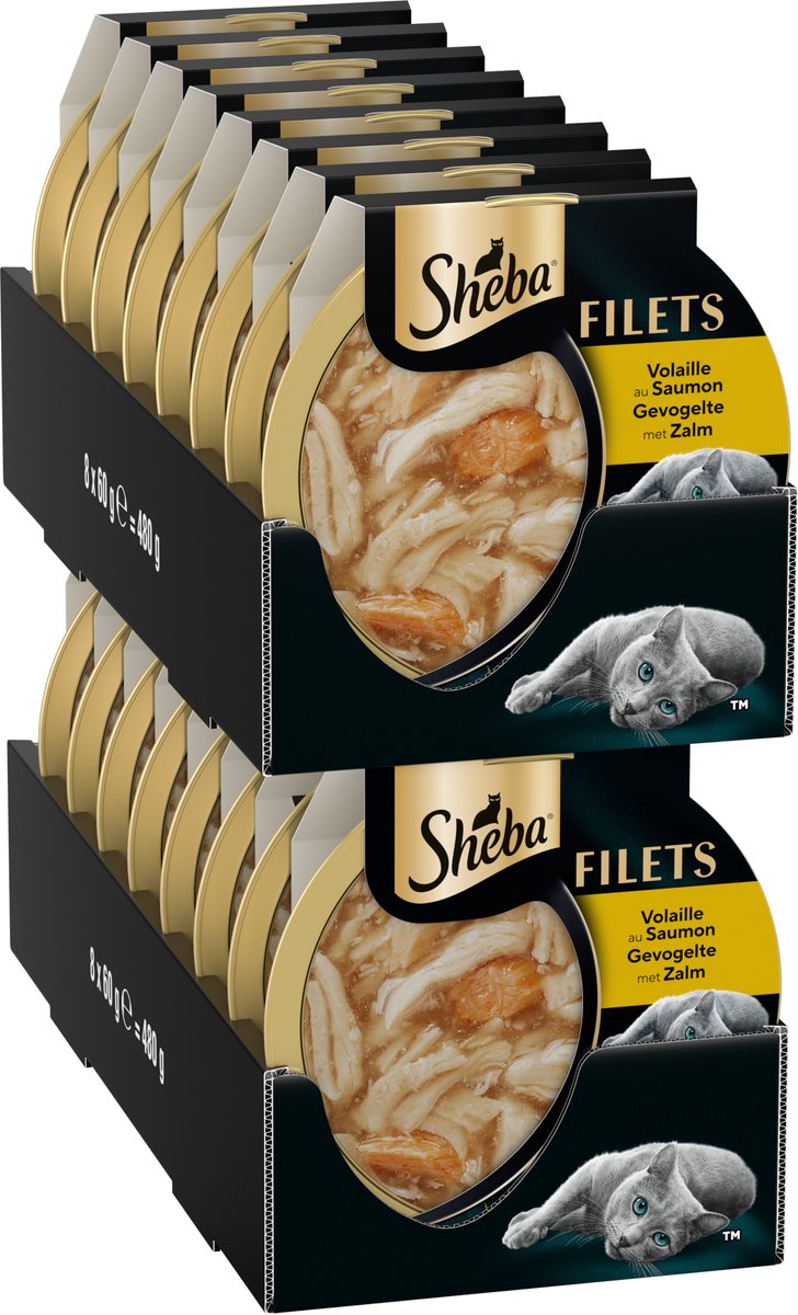 Sheba Katzenfutter - Filets - Geflügel und Lachs in Soße - 16x60g