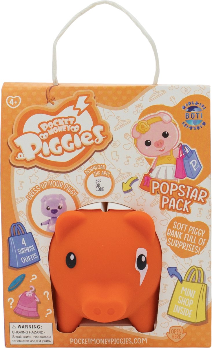 Taschengeld-Schweinchen Pockey Money Schweinchen Spielfigur mit Sparschwein - Popstar-Pack