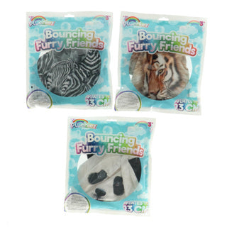 Plüsch hüpfende pelzige Wildtiere 23 cm sortiert Panda Zebra Tiger | 6 Stück