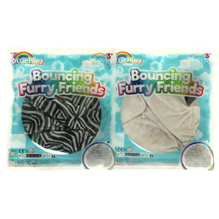 Plüsch hüpfende pelzige Wildtiere 23 cm sortiert Panda Zebra Tiger | 6 Stück