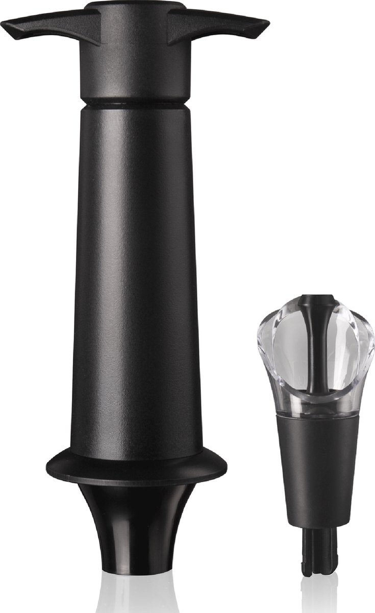 Vacuvin vacu vin wine saver server – vacuümpomp met schenktuit en wijnstopper – wijn bewaren en druppelvrij schenken – zwart