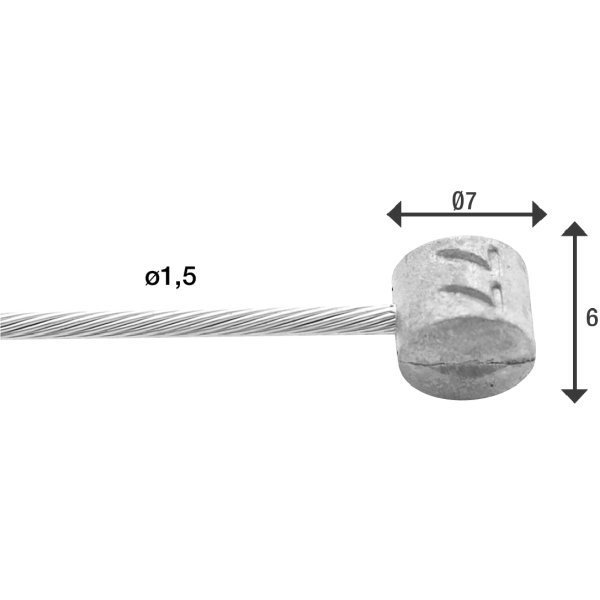 Elvedes-Bremsinnenzug 2.000 mm 1×19-adriger Edelstahl ø1,5 mm mit T-Nippel ø7 × 6 mm