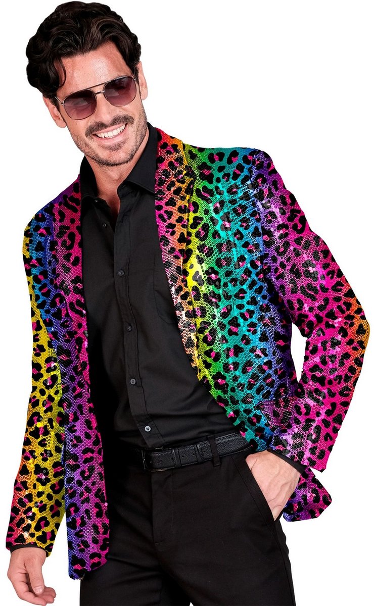 Widmann Pailletten-Sakko Regenbogen Leopard
