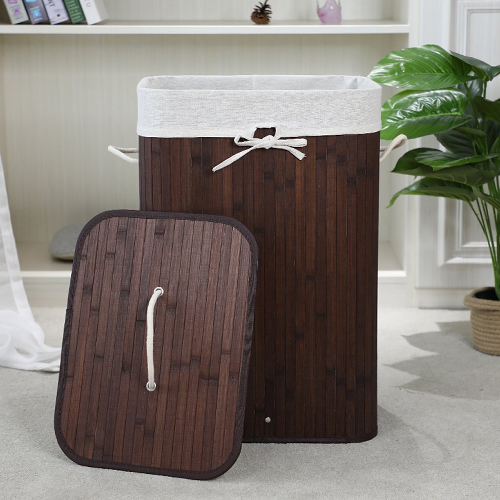 Homestyle Pro rechteckiger Bambus-Wäschekorb 40x30x60 cm braun weiß