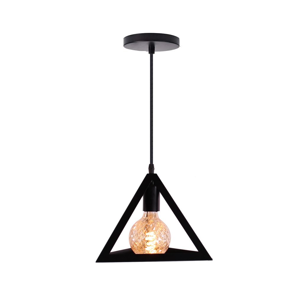 Homestyle Pro MK007-B Industrielle Pyramiden-Hängelampe 25x22 cm aus schwarzem Metall