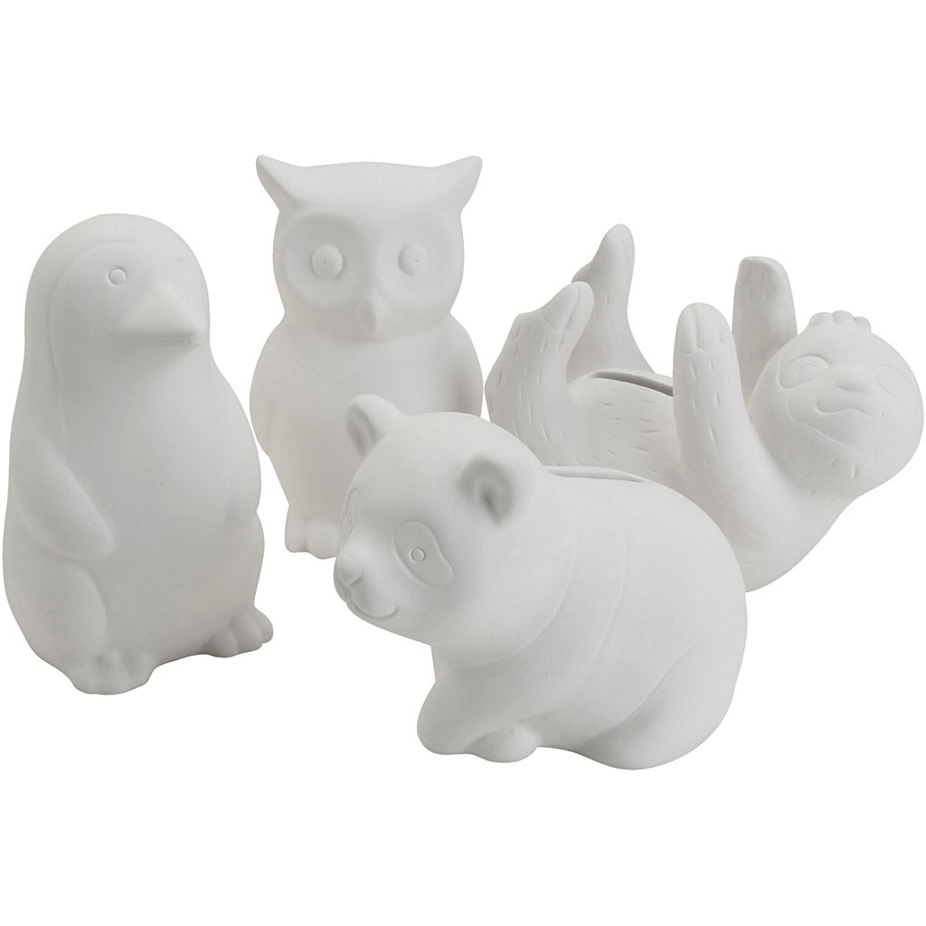 Creativ Company Spardosen, Tiere, Größe 8,5-11 cm, Inhalt kann variieren, 4x6 Stück 1 Box