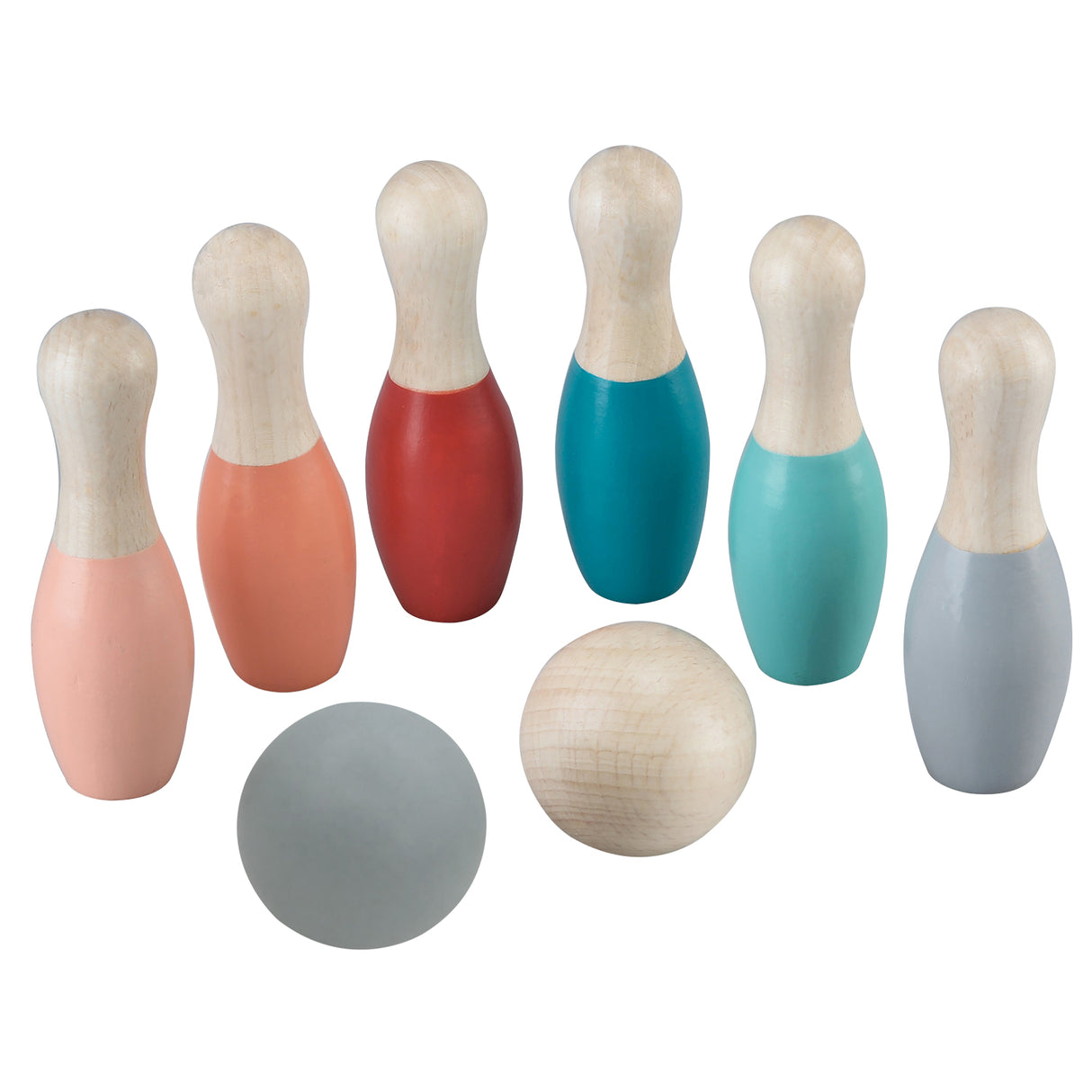 Bowlingset für Kinder aus Holz - Pastell