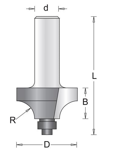 Hikoki Viertelrundfräser 22,2 mm Schaft = 8 mm + Lager