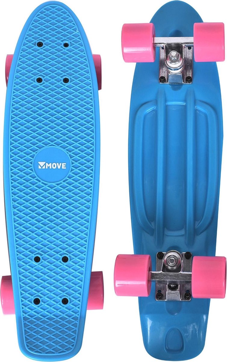Move Cruiser Skateboard – Old School Retro Board 22 Himmelblau – Blau – 55 cm