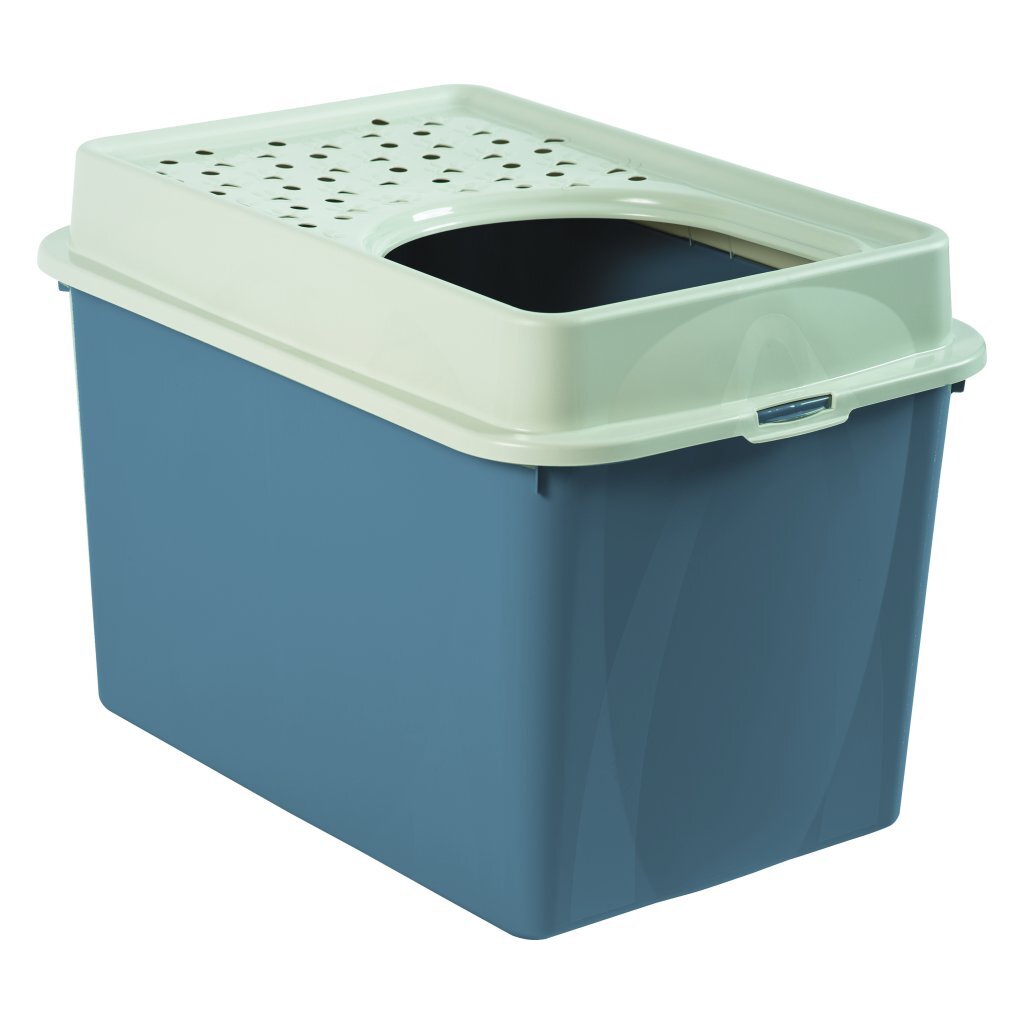 Rotho Eco Berty Katzentoilette mit oberem Eingang, blauer Sand