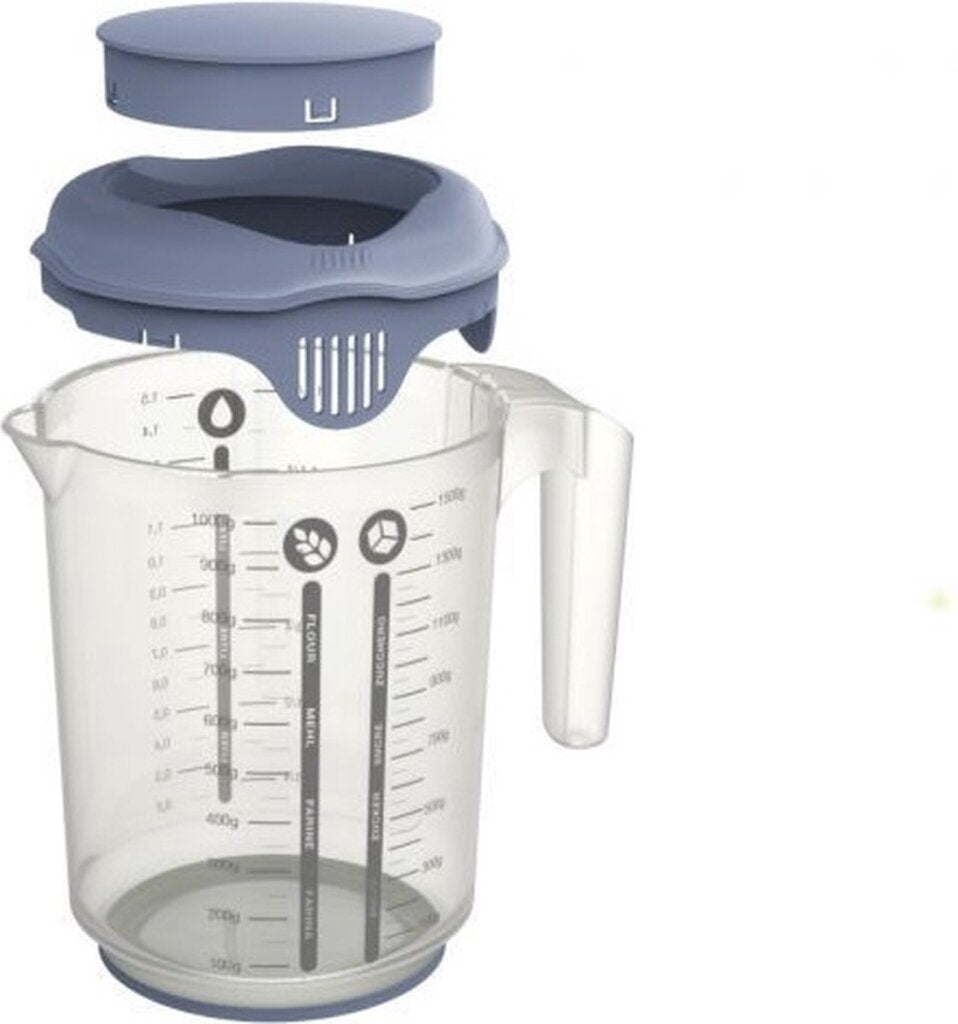 Rotho Fresh Mixbecher mit Spritzdeckel 1,5l Horizontblau