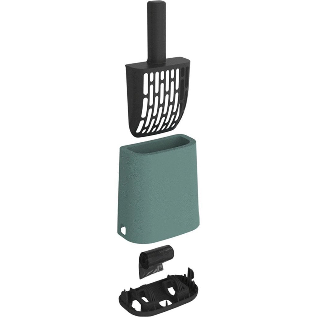 Rotho Biala Katzenstreuschaufel + Beutel und Halter, Mistelgrün